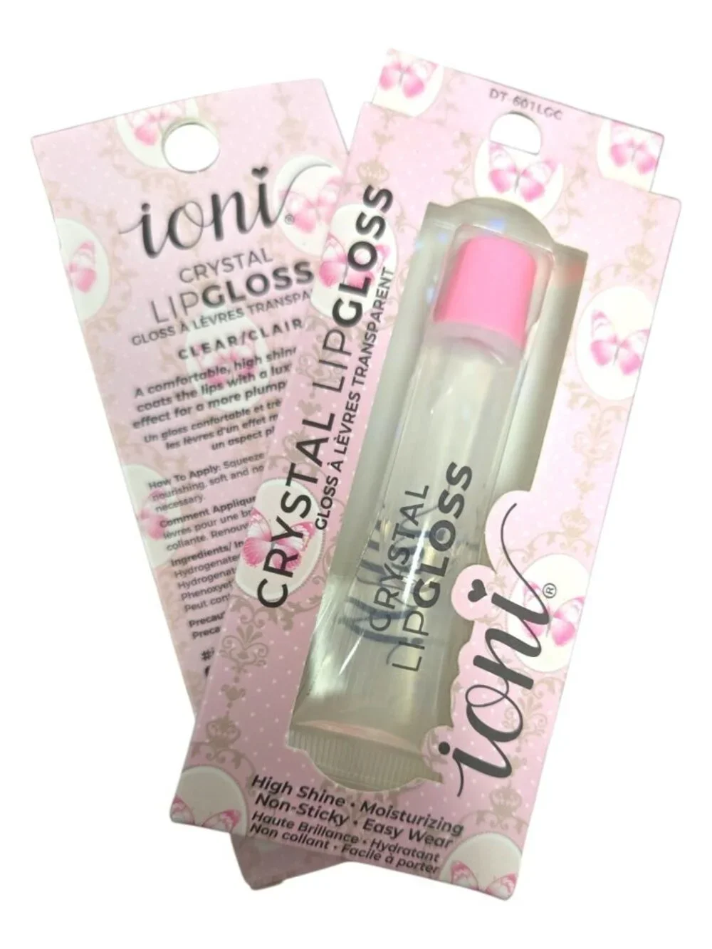 Ioni Crystal Lip Gloss Lot of 2– Clear with Pink Cap